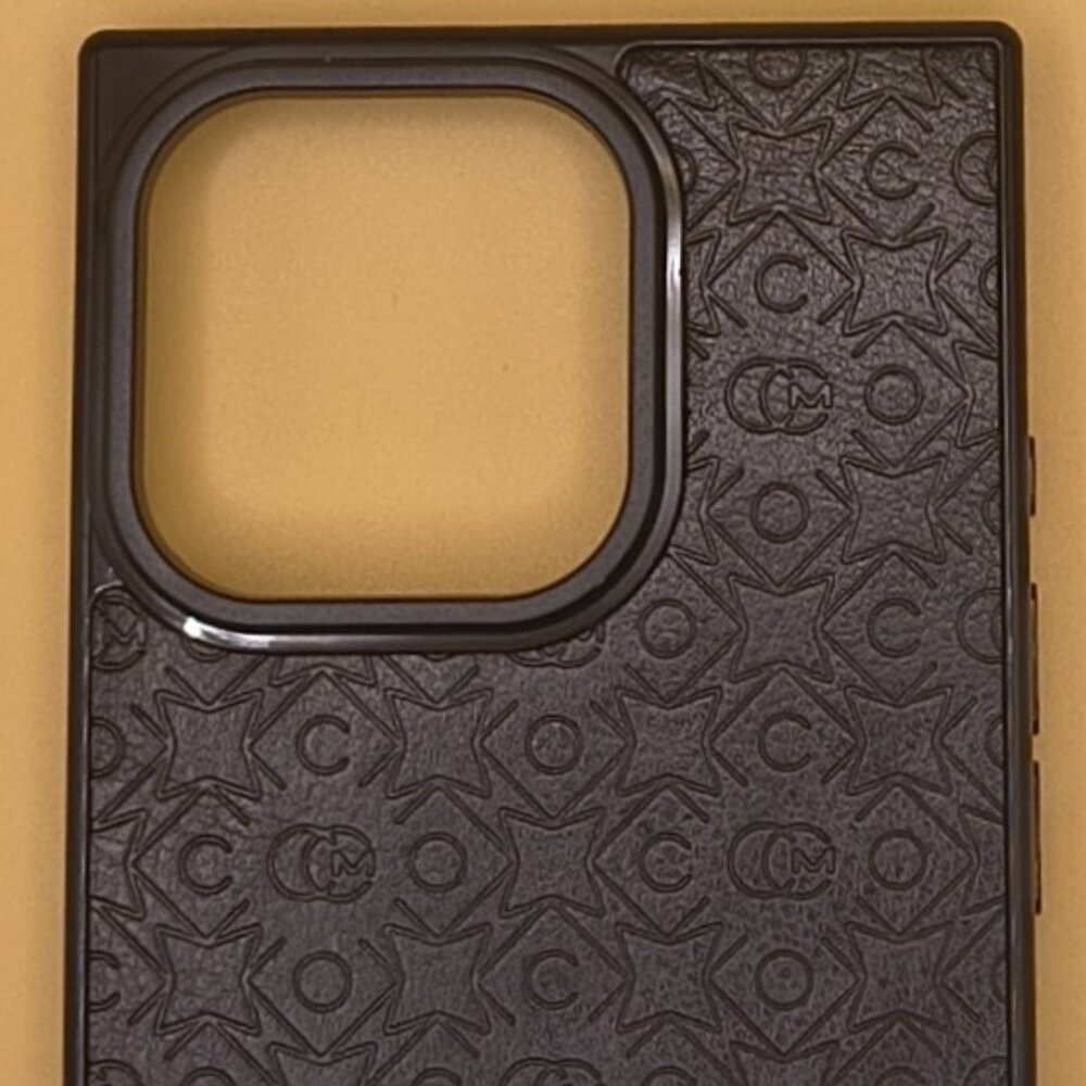 iPhone 16 Pro Rectangle Leather Case MagSafe Logo Monogram Pattern-Black